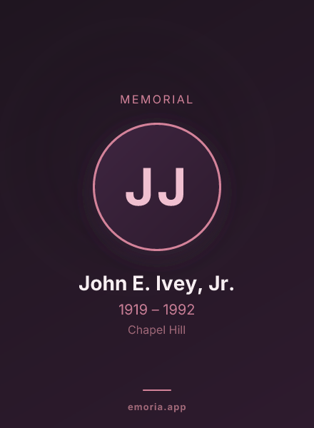 Memorial portrait of John E. Ivey, Jr.