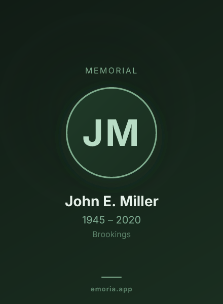 Memorial portrait of John E. Miller