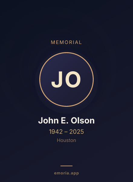 Memorial portrait of John E. Olson