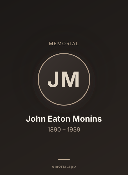 Memorial portrait of John Eaton Monins