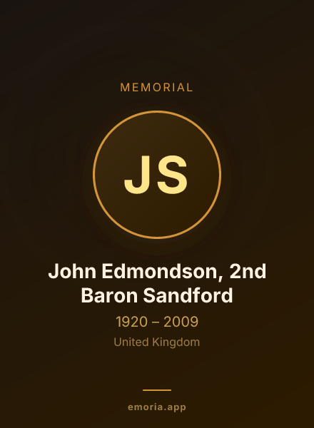 Memorial portrait of John Edmondson, 2nd Baron Sandford