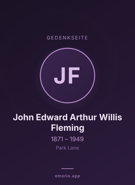 Gedenkportrait von John Edward Arthur Willis Fleming