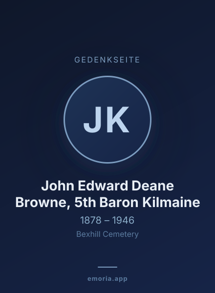Gedenkportrait von John Edward Deane Browne, 5th Baron Kilmaine