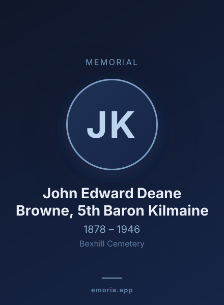 Memorial portrait of John Edward Deane Browne, 5th Baron Kilmaine