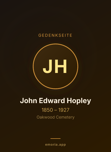 Gedenkportrait von John Edward Hopley