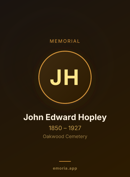 Memorial portrait of John Edward Hopley