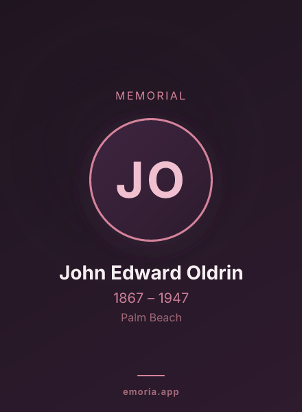 Memorial portrait of John Edward Oldrin