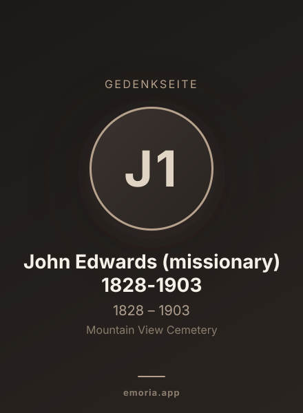Gedenkportrait von John Edwards (missionary) 1828-1903