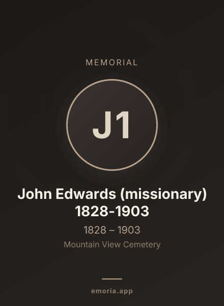 Memorial portrait of John Edwards (missionary) 1828-1903