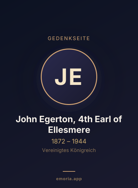 Gedenkportrait von John Egerton, 4th Earl of Ellesmere