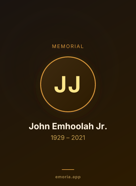 Memorial portrait of John Emhoolah Jr.