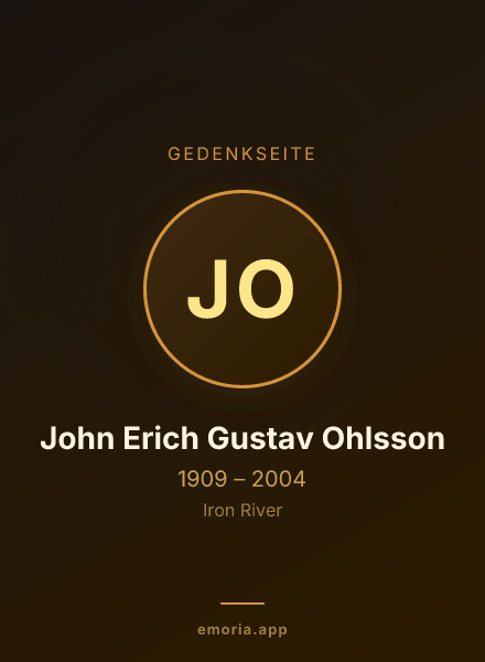 Gedenkportrait von John Erich Gustav Ohlsson