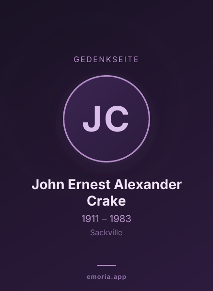 Gedenkportrait von John Ernest Alexander Crake