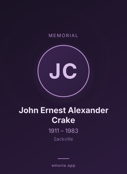 Memorial portrait of John Ernest Alexander Crake