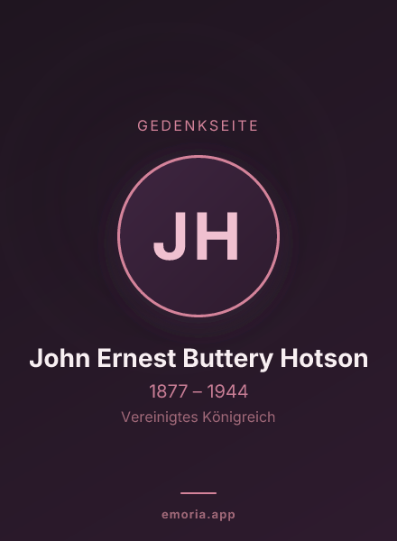 Gedenkportrait von John Ernest Buttery Hotson