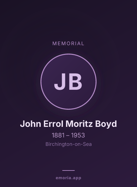 Memorial portrait of John Errol Moritz Boyd