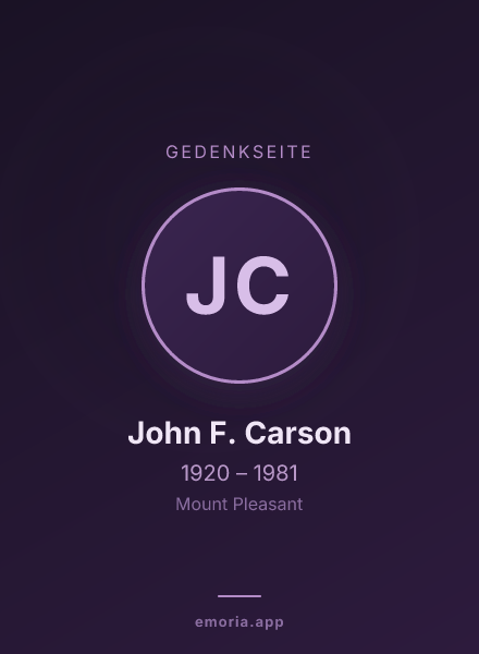 Gedenkportrait von John F. Carson