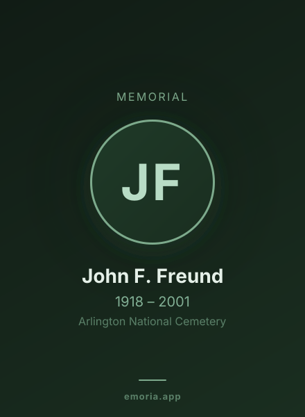 Memorial portrait of John F. Freund