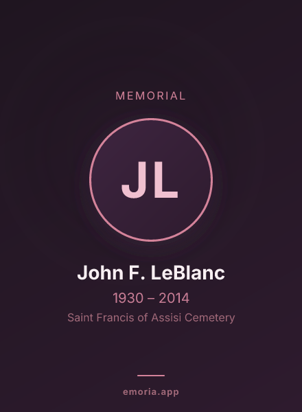 Memorial portrait of John F. LeBlanc