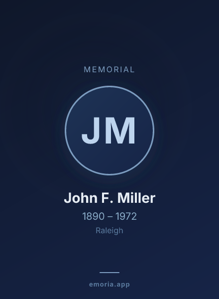 Memorial portrait of John F. Miller