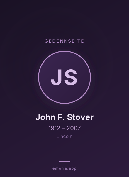 Gedenkportrait von John F. Stover