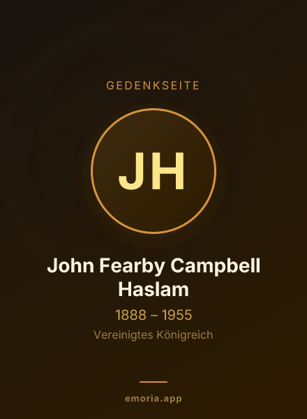 Gedenkportrait von John Fearby Campbell Haslam