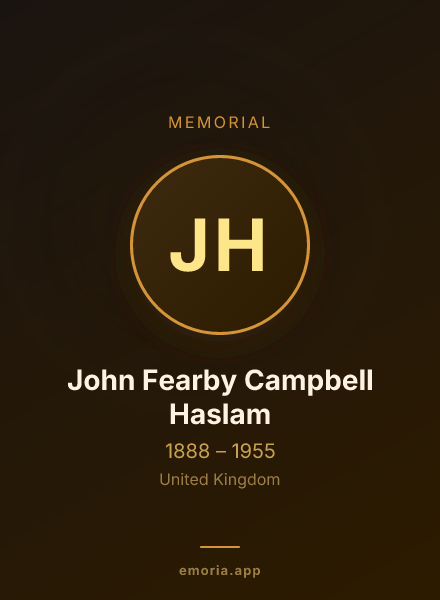 Memorial portrait of John Fearby Campbell Haslam