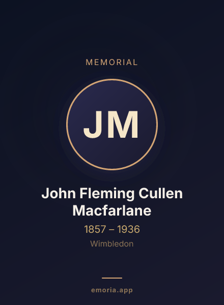 Memorial portrait of John Fleming Cullen Macfarlane