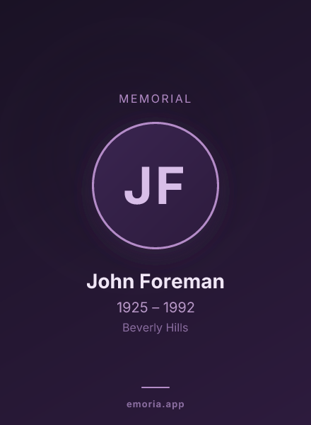 Memorial portrait of John Foreman