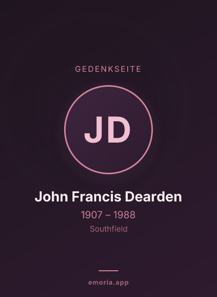 Gedenkportrait von John Francis Dearden