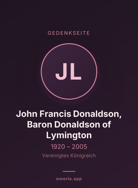 Gedenkportrait von John Francis Donaldson, Baron Donaldson of Lymington