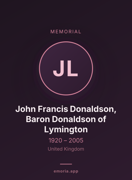 Memorial portrait of John Francis Donaldson, Baron Donaldson of Lymington