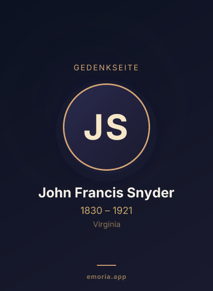Gedenkportrait von John Francis Snyder