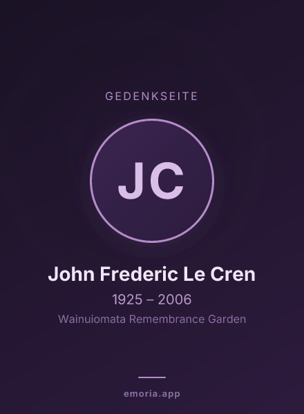 Gedenkportrait von John Frederic Le Cren