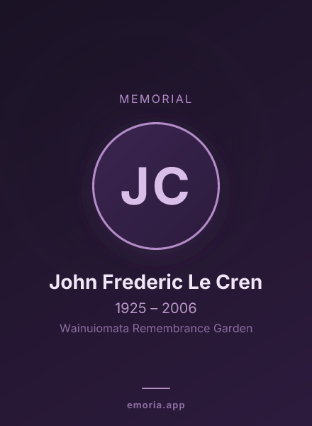 Memorial portrait of John Frederic Le Cren
