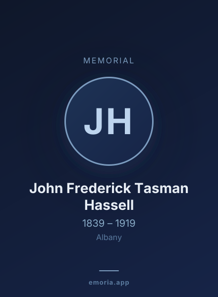 Memorial portrait of John Frederick Tasman Hassell