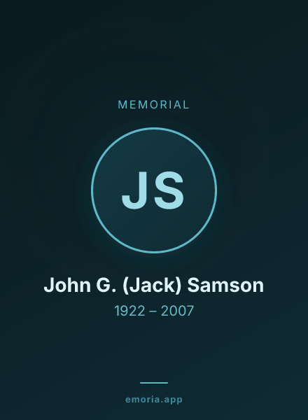 Memorial portrait of John G. (Jack) Samson