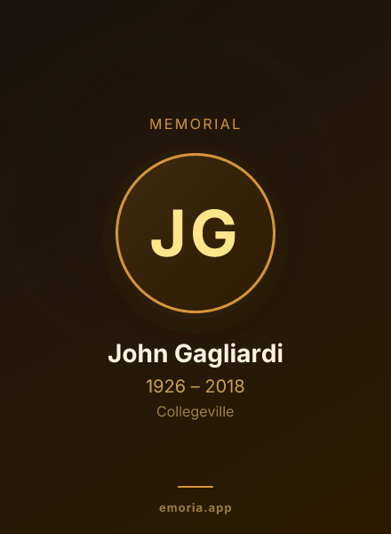 Memorial portrait of John Gagliardi