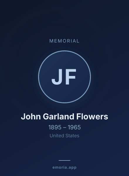 Memorial portrait of John Garland Flowers