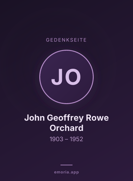 Gedenkportrait von John Geoffrey Rowe Orchard