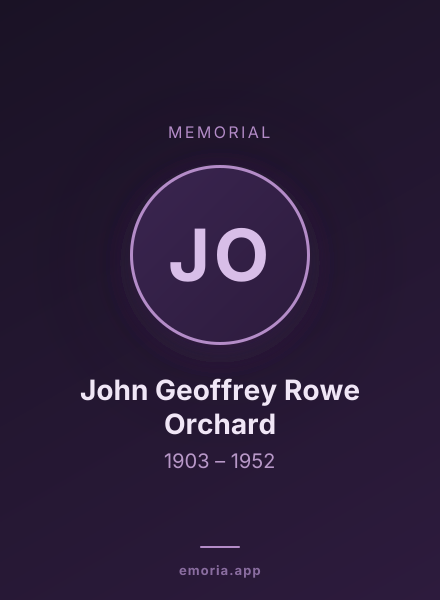 Memorial portrait of John Geoffrey Rowe Orchard