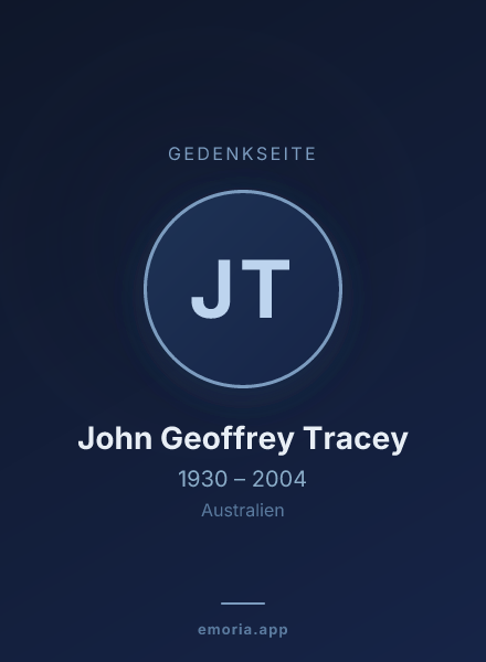 Gedenkportrait von John Geoffrey Tracey