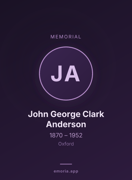 Memorial portrait of John George Clark Anderson