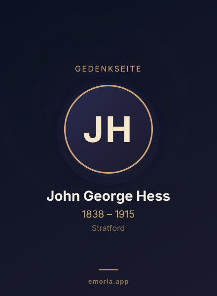 Gedenkportrait von John George Hess