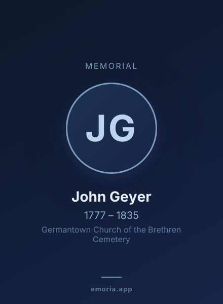 Memorial portrait of John Geyer