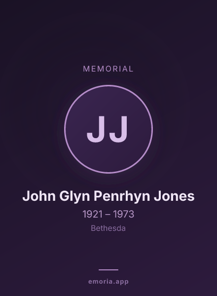 Memorial portrait of John Glyn Penrhyn Jones