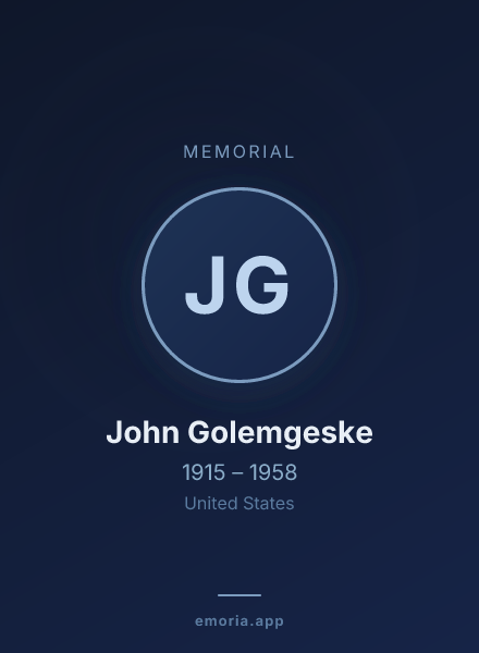 Memorial portrait of John Golemgeske