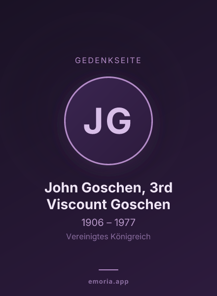 Gedenkportrait von John Goschen, 3rd Viscount Goschen