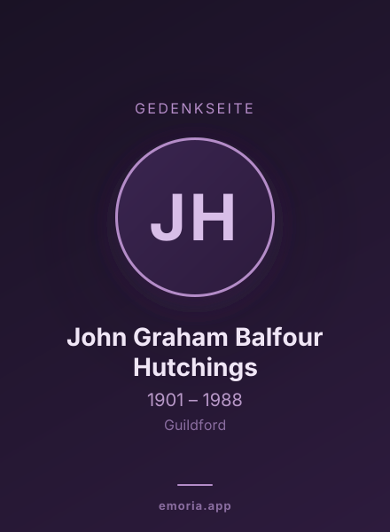 Gedenkportrait von John Graham Balfour Hutchings