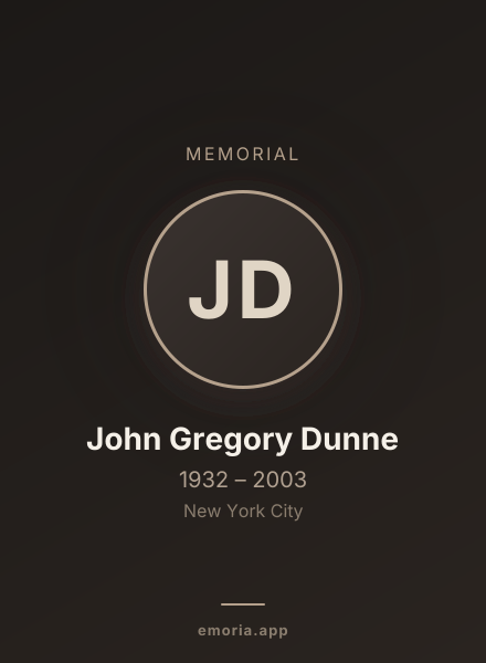 Memorial portrait of John Gregory Dunne